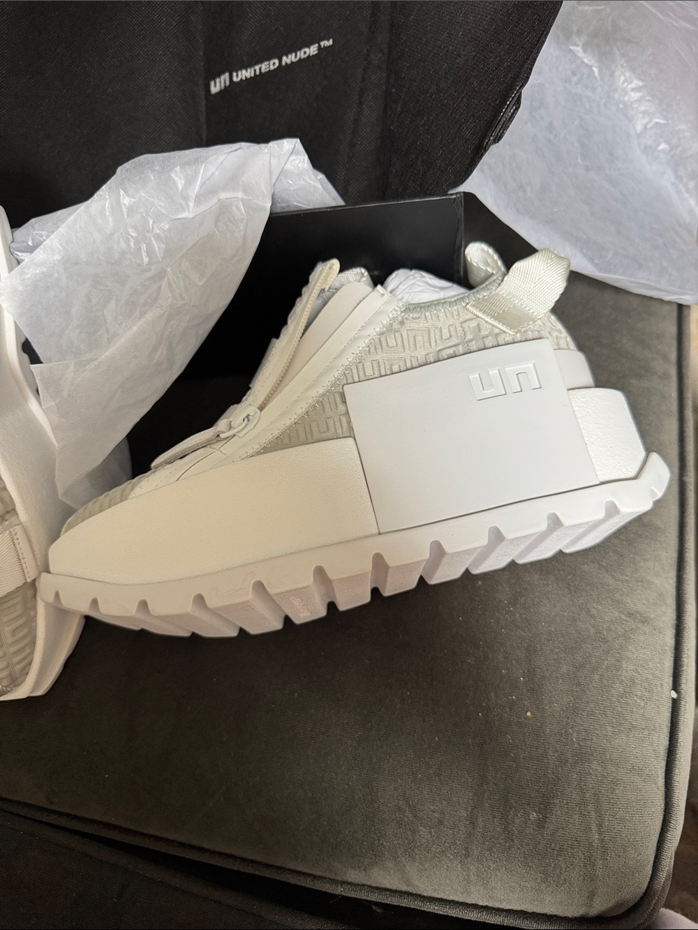 United Nude Off-White Textured Platform Sneakers - Picture 2 of 8